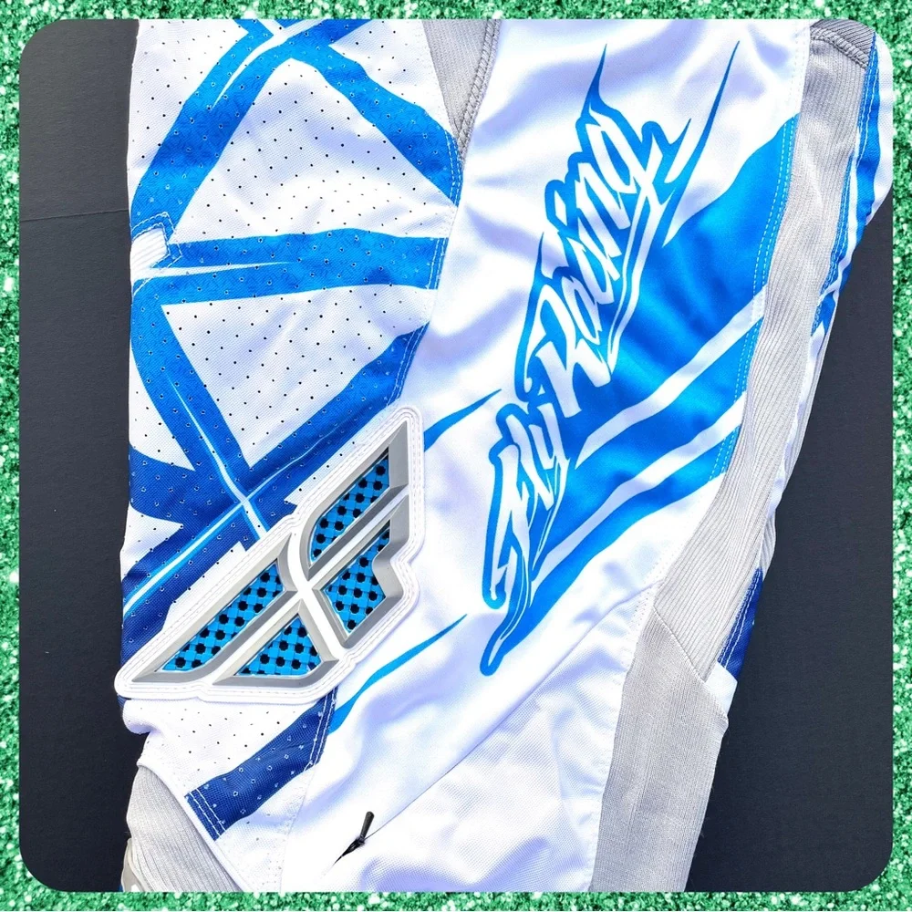 New FLY RACING White Blue Motocross Pants Motor Sports Gear Adults Size 28S